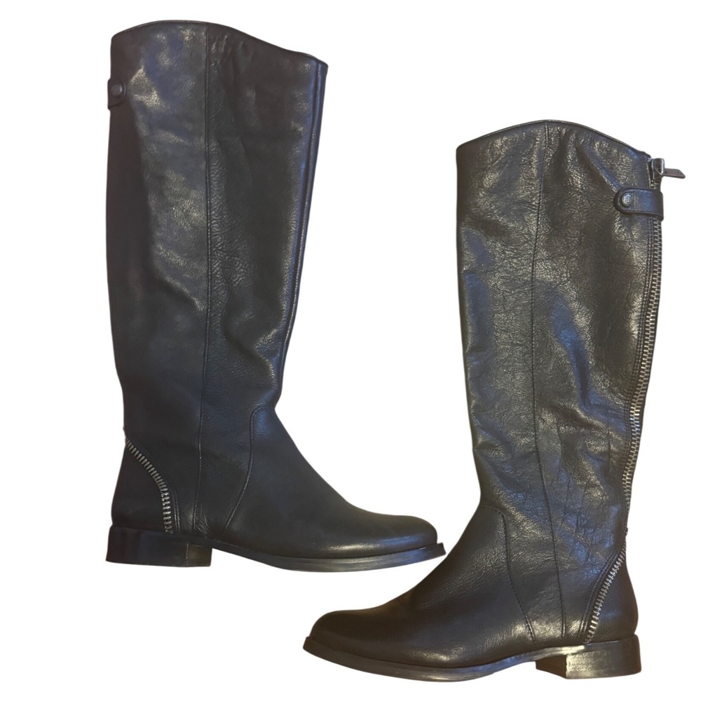 Arturo Chiang Riding Facility Black Leather‎ Boots Zipper Closure Size 6.5